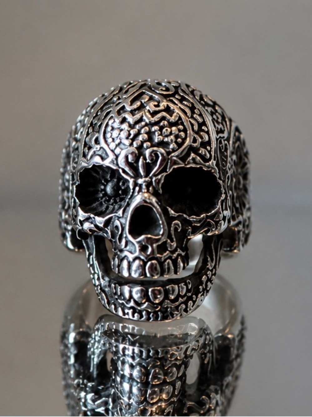 Sugar Skull Ring 316L Stainless Steel Gothic Biker Ring size 12